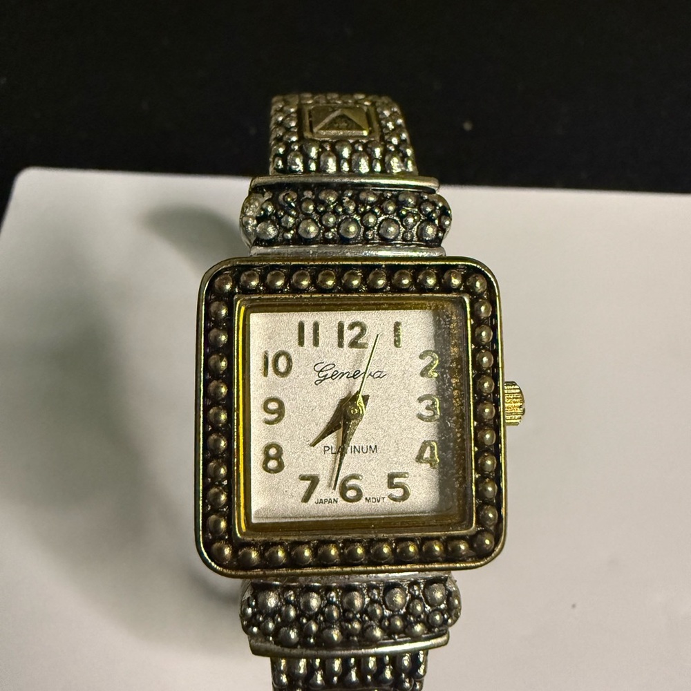 Geneva Platinum Watch with Gold and Silver Details